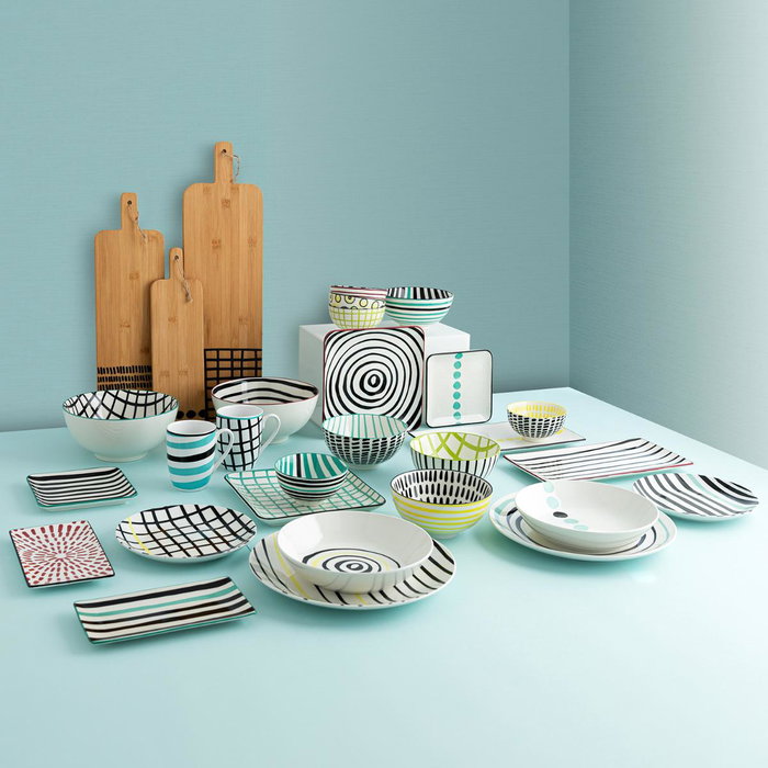 Bidasoa Set 2 Bandejas Porcelana Surtidas Zigzag Bicolor 20x11 cm