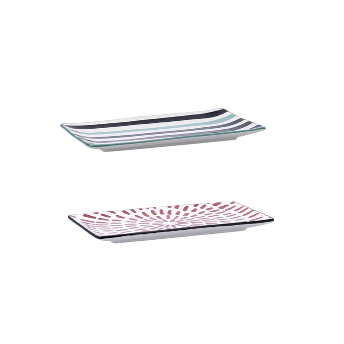 Bidasoa Set 2 Bandejas Porcelana Surtidas Zigzag Bicolor 20x11 cm