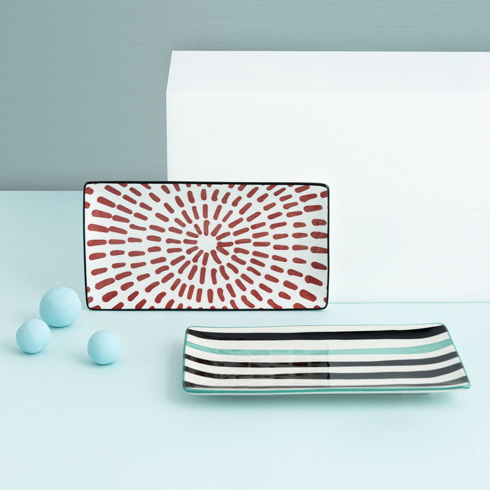 Bidasoa Set 2 Bandejas Porcelana Surtidas Zigzag Bicolor 20x11 cm