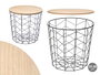 Giftdecor Mesa Auxiliar Acero Tapa Madera Negra 39x38 cm (Set de 6)