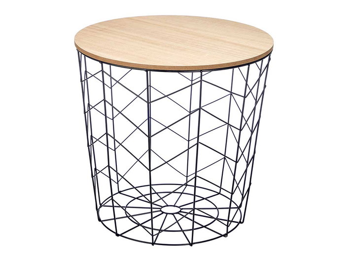 Giftdecor Mesa Auxiliar Acero Tapa Madera Negra 39x38 cm (Set de 6) Giftdecor Mesa Auxiliar Acero Tapa Madera Negra 39x38 cm (Set de 6)