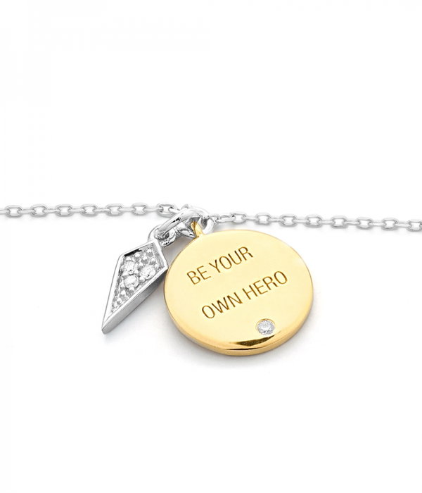 Secrecy Brazalete HERO Plata de Ley 925 Reciclada con Baño de Oro 18K y Diamante
