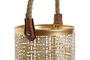 DKD Home Decor Set de 3 Portavelas Modernos de Metal con Detalles en Yute, Blanco y Dorado, 25 cm Ancho x 35 cm Alto