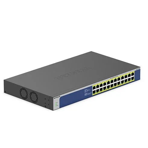 NETGEAR GS524PP Switch No administrado 24 Puertos Gigabit Ethernet (10/100/1000) con PoE+ (PoE Plus) 300W, Montaje en Rack, Gris