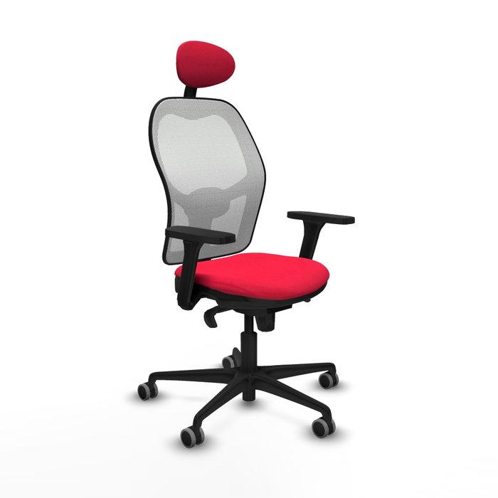 PIQUERAS Y CRESPO Silla de oficina Jorquera con mecanismo Sincro, Tela Roja y Malla Blanca PIQUERAS Y CRESPO Silla de oficina Jorquera con mecanismo Sincro, Tela Roja y Malla Blanca