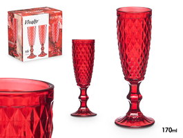 Vivalto Copa Cava Diamante Roja 170 ml 7x20x7 cm (Set de 24)