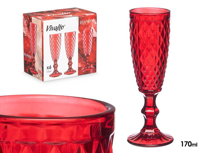 Vivalto Copa Cava Diamante Roja 170 ml (Set de 24) inevitable