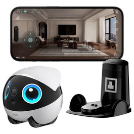 Enabot EBO Air 2 Plus Robot Mascota con Camara 3K, Vision Nocturna, WiFi 5 GHz, 137 Grados, 5000 mAh, Blanco/Negro - EBO Air2 Plus