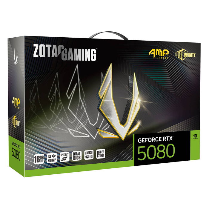 ZOTAC GeForce RTX 5080 AMP Extreme Infinity 16GB GDDR7 Tarjeta Gráfica PCIe 5.0 Triple Ventilador 8K Gaming NVIDIA