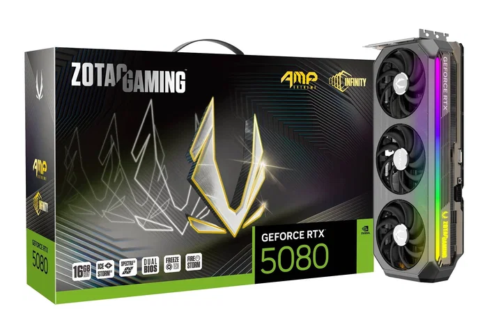 Zotac GAMING GeForce RTX 5080 AMP Extreme INFINITY 16 GB GDDR7 Zotac GAMING GeForce RTX 5080 AMP Extreme INFINITY 16 GB GDDR7