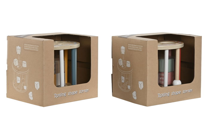 DKD Home Decor Juguete Multicolor 13 x 11 x 13 cm Set de 7 Bloques de Madera (2 Unidades)