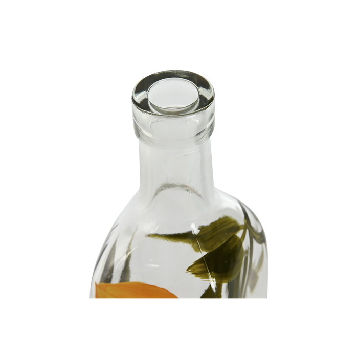 DKD Home Decor Aceitera Vinagrera Basicos Mediterraneo Amarillo Cristal Inox Pe 6 x 30.5 x 6 cm Capacidad 500ml Coleccion Limones 24