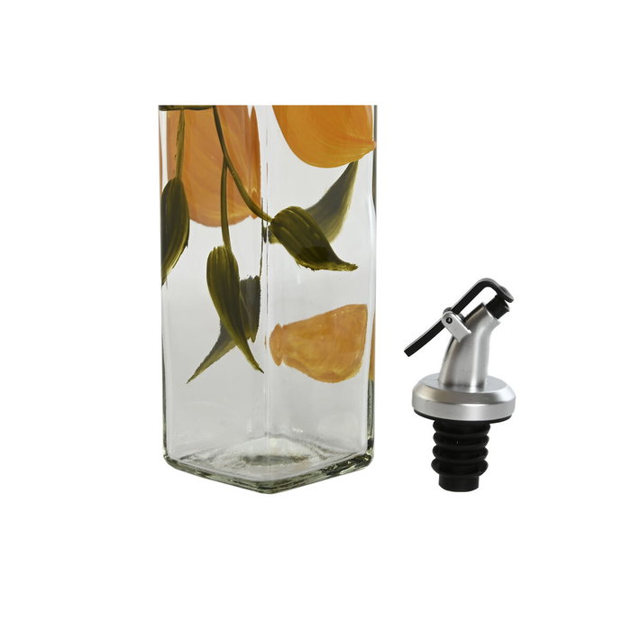 DKD Home Decor Aceitera Vinagrera Basicos Mediterraneo Amarillo Cristal Inox Pe 6 x 30.5 x 6 cm Capacidad 500ml Coleccion Limones 24