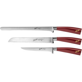 Berkel Elegance Red Ham-Set de 3 piezas con cuchillos de 26 cm, 22 cm y 16 cm Skew KEP3HS00SRRGB