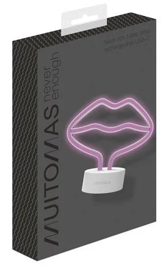 Muitomas Lámpara de Mesa Neón Lips USB Tipo C Blanco