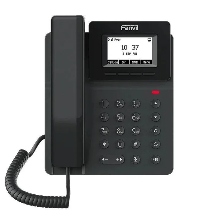 Fanvil V50G Teléfono SIP IP 2 Líneas con Pantalla Táctil de 2.3", Doble Puerto GbE, Alimentación PoE, Color Negro