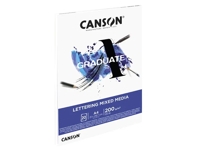 Canson Bloc Dibujo Multitecnicas Graduate Lettering Mixed Media 21x29.7 cm 20 Hojas 200 gr/m2
