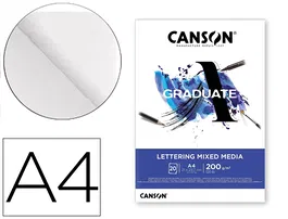 Canson Bloc Dibujo Multitecnicas Graduate Lettering Mixed Media 21x29.7 cm 20 Hojas 200 gr/m2