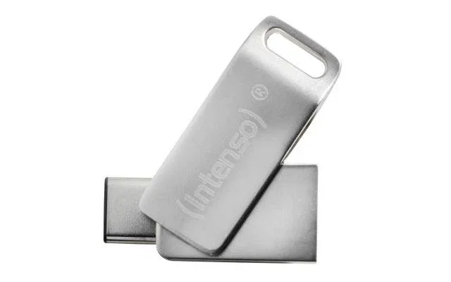 Intenso Pendrive Intenso cMobile Line 128 GB, USB Tipo-A y Tipo-C 3.2 Gen 1, Disco USB Giratorio Plata, Unidad Flash