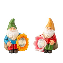 Lumineo Figura solar gnomo con flor, modelos surtidos, 11 cm