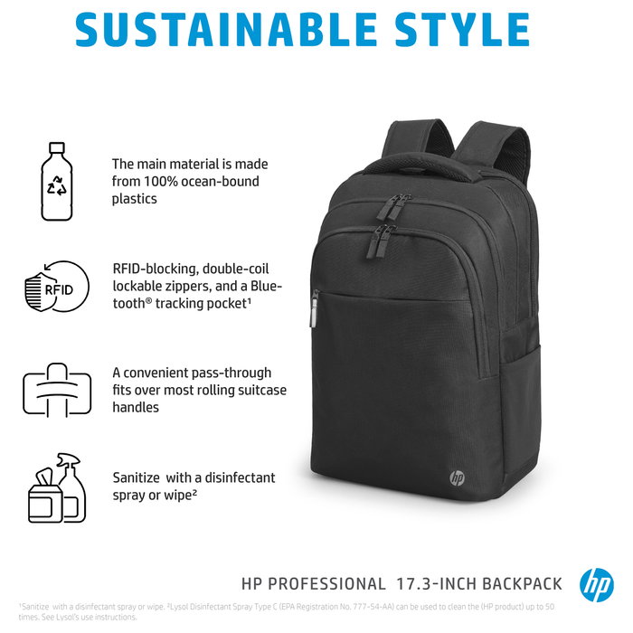 HP Mochila Professional para portátil de 17,3 pulgadas - Negra HP Mochila Professional para portátil de 17,3 pulgadas - Negra
