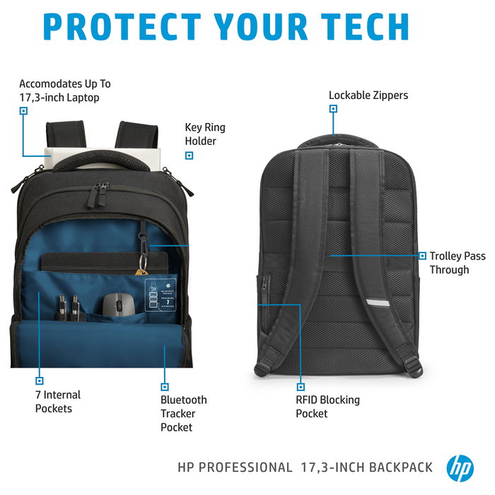 HP Mochila Professional para portátil de 17,3 pulgadas - Negra HP Mochila Professional para portátil de 17,3 pulgadas - Negra