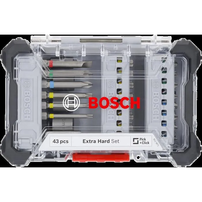 Bosch 2607017723 Juego de puntas de destornillador 43 piezas acero S2 caja de herramientas con sistema de selección y clic