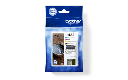 Brother LC422XLVAL Pack de 4 Cartuchos de Tinta XL (BK/C/M/Y) de Alta Capacidad