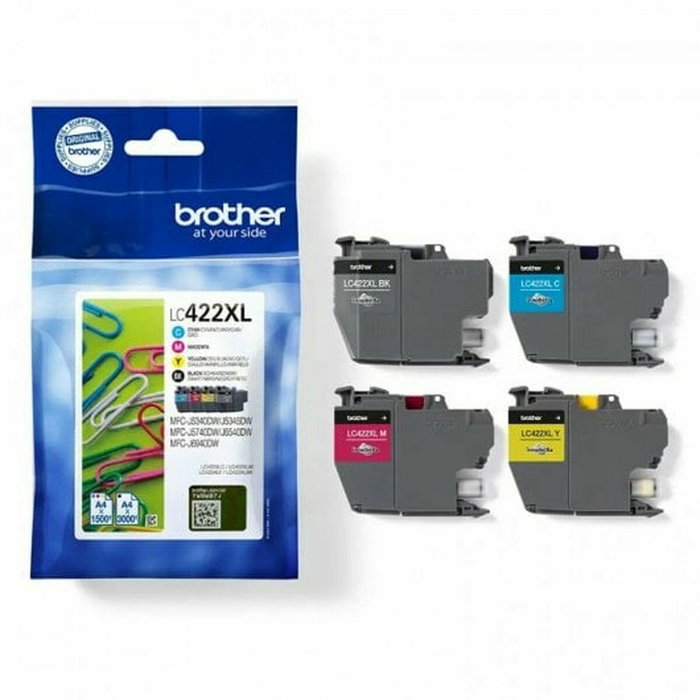 Brother LC422XLVAL Pack de 4 Cartuchos de Tinta XL (BK/C/M/Y) de Alta Capacidad