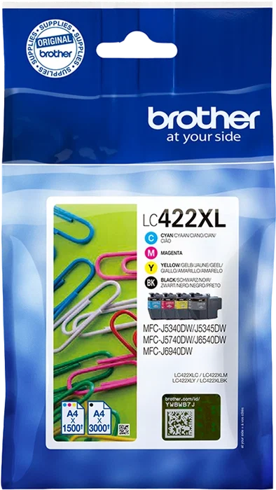 Brother LC422XLVAL Multipack de 4 Cartuchos de Tinta XL