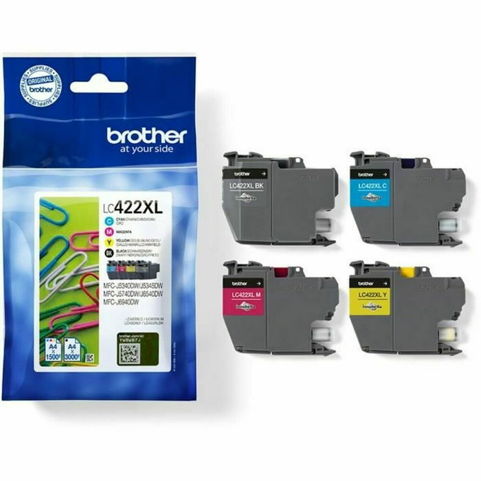 Brother LC422XLVAL Pack de 4 Cartuchos de Tinta XL (BK/C/M/Y) de Alta Capacidad