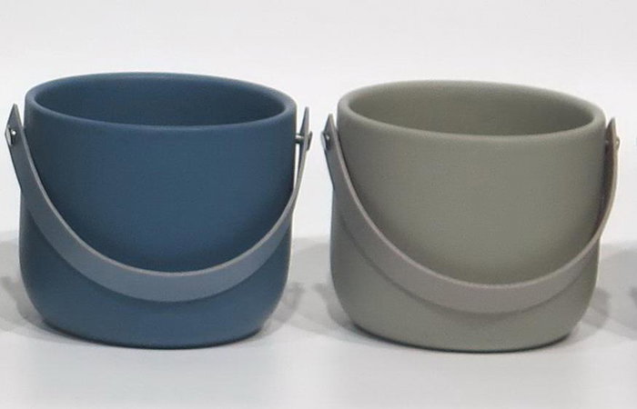 DKD Home Decor Set de 2 Jarrones de Porcelana Azul y Gris 17x11,5x29 cm