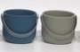 DKD Home Decor Set de 2 Jarrones de Porcelana Azul y Gris 17x11,5x29 cm