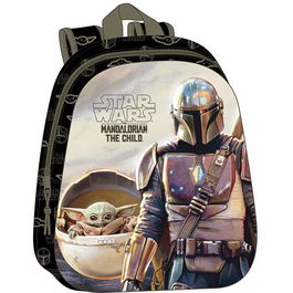 Mochila Infantil 3D The Mandalorian Negro Beige 27 x 33 x 10 cm