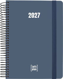 GRAFOPLAS Agenda Anual 2027 Colors Espiral Tapa Extradura con Goma A5 Azul Marino
