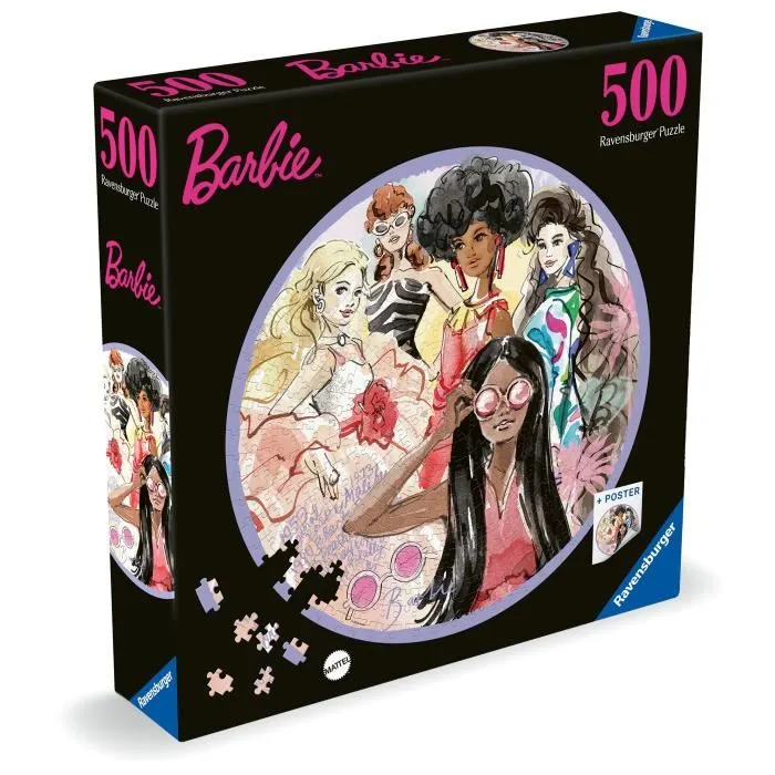 Ravensburger Puzzle Redondo 500 Piezas Barbie - El Icono de la Moda Desde 1959 RAV1747456896927