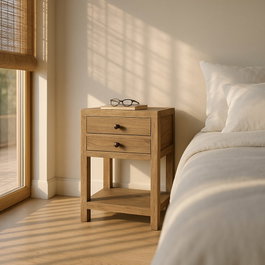 Ixia Mesita de Dormitorio Mindi Madera Natural 45 x 30 x 66 cm