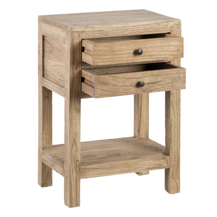 Ixia Mesita de Dormitorio Mindi Madera Natural 45 x 30 x 66 cm Ixia Mesita de Dormitorio Mindi Madera Natural 45 x 30 x 66 cm