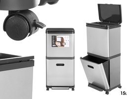 Kinvara Papelera Doble 15L Acero Inoxidable 35x75x25 cm