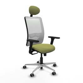 PIQUERAS Y CRESPO Silla de oficina Zulema con mecanismo Sincro, Verde oliva y Blanco