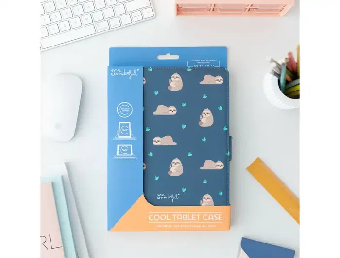Funda para tablet universal 10,2''/10,4'' Wondee Osos Perezosos, Antigolpes con Soporte Giratorio 360°, Cierre Imán