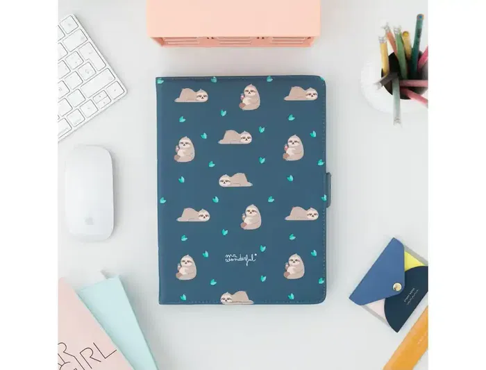 Funda para tablet universal 10,2''/10,4'' Wondee Osos Perezosos, Antigolpes con Soporte Giratorio 360°, Cierre Imán