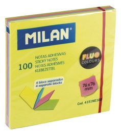 Notas Adhesivas Milan 100H 76X76 Neon (4 Col.) (Set de 10)