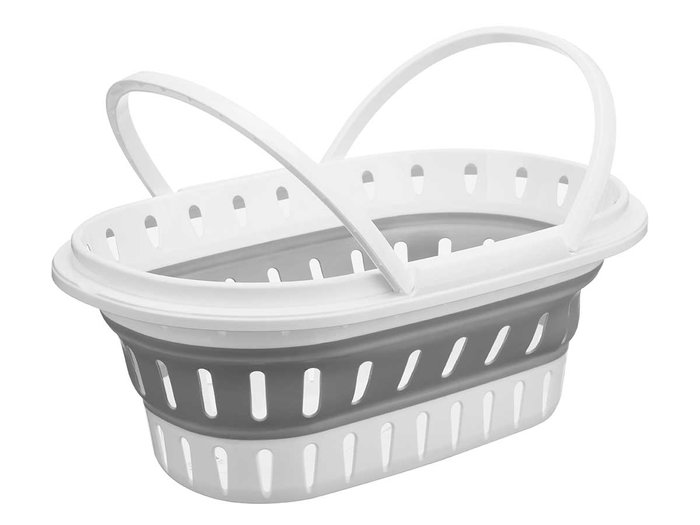 Arte Regal Cesto Oval con Asas Plegables Blanco/Gris Plástico PP/TPR 35-40 L 59x39x8 cm (Set de 6)