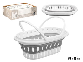 Arte Regal Cesto Oval con Asas Plegables Blanco/Gris Plástico PP/TPR 35-40 L 59x39x8 cm (Set de 6)