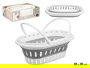 Arte Regal Cesto Oval con Asas Plegables Blanco/Gris Plástico PP/TPR 35-40 L 59x39x8 cm (Set de 6)