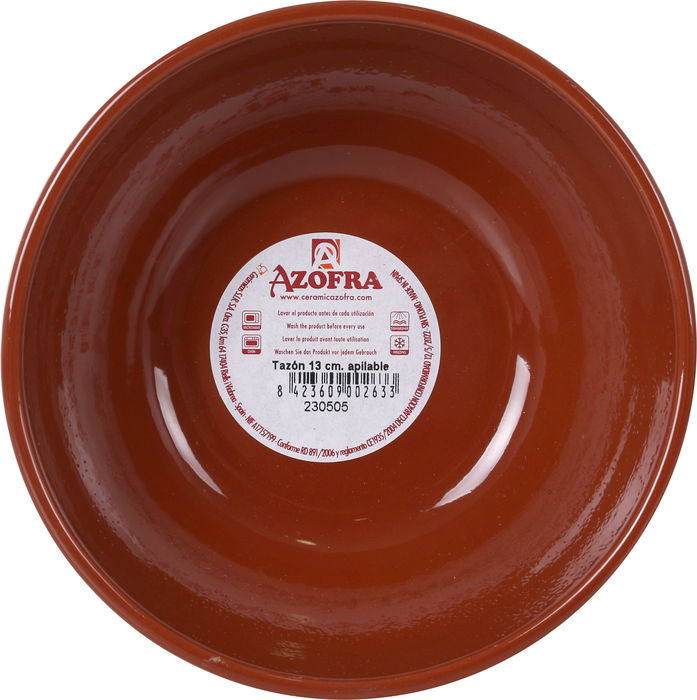 Azofra Tazón Cerámico Apilable 13.5 cm Diámetro x 5.5 cm Altura - Cuenco para Cocina o Desayuno (30 Unidades)