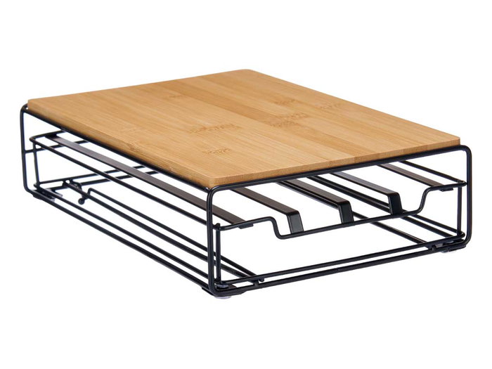 Kinvara Portacapsulas Metal Bambu para 32 Capsulas Nespresso Pequeña 21 x 7.5 x 31 cm (Set de 6)