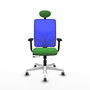 PIQUERAS Y CRESPO Silla de oficina Motilla con mecanismo Sincro/Traslack, Tela Verde y Malla Azul