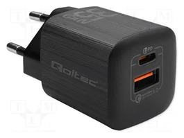 Qoltec 35W GaN ULTRA Cargador de red Negro